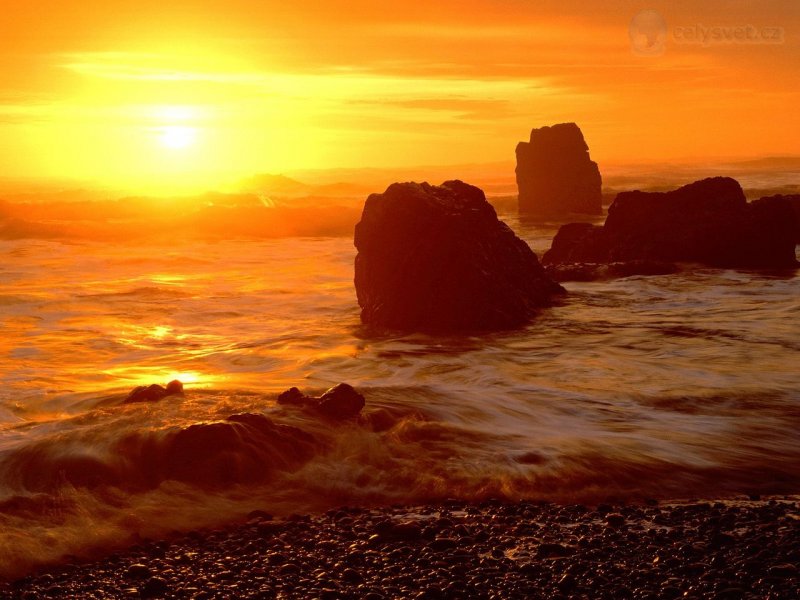 Foto: Crescent Beach At Sunset, Ecola State Park, Oregon